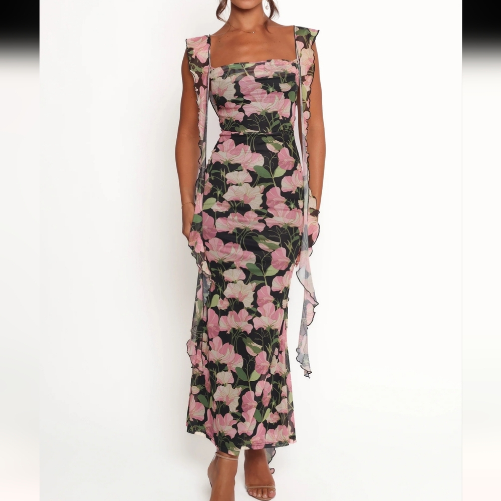 Petal & Pup Floral Maxi Dress in Pink and Black Size XS